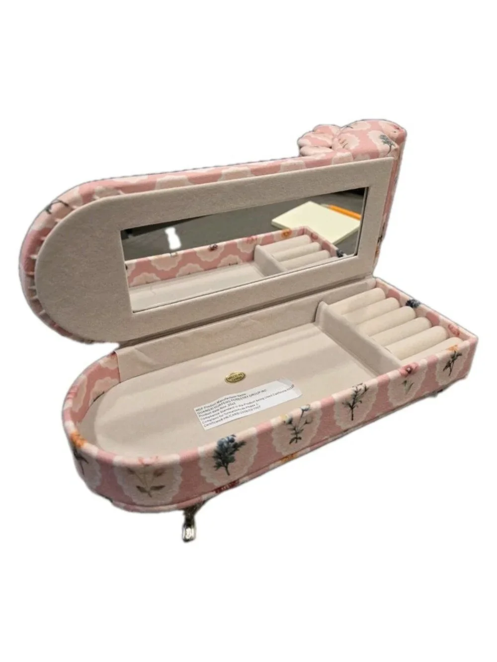 New Pink Flower Victorian Doll Chaise Jewelry Box Organizer Couch Jewelry Box